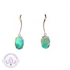 14kt White Gold dangling bar claw set Boulder Opal earrings