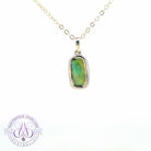 Sterling Silver rectangular Boulder Opal Light green bezel pendant