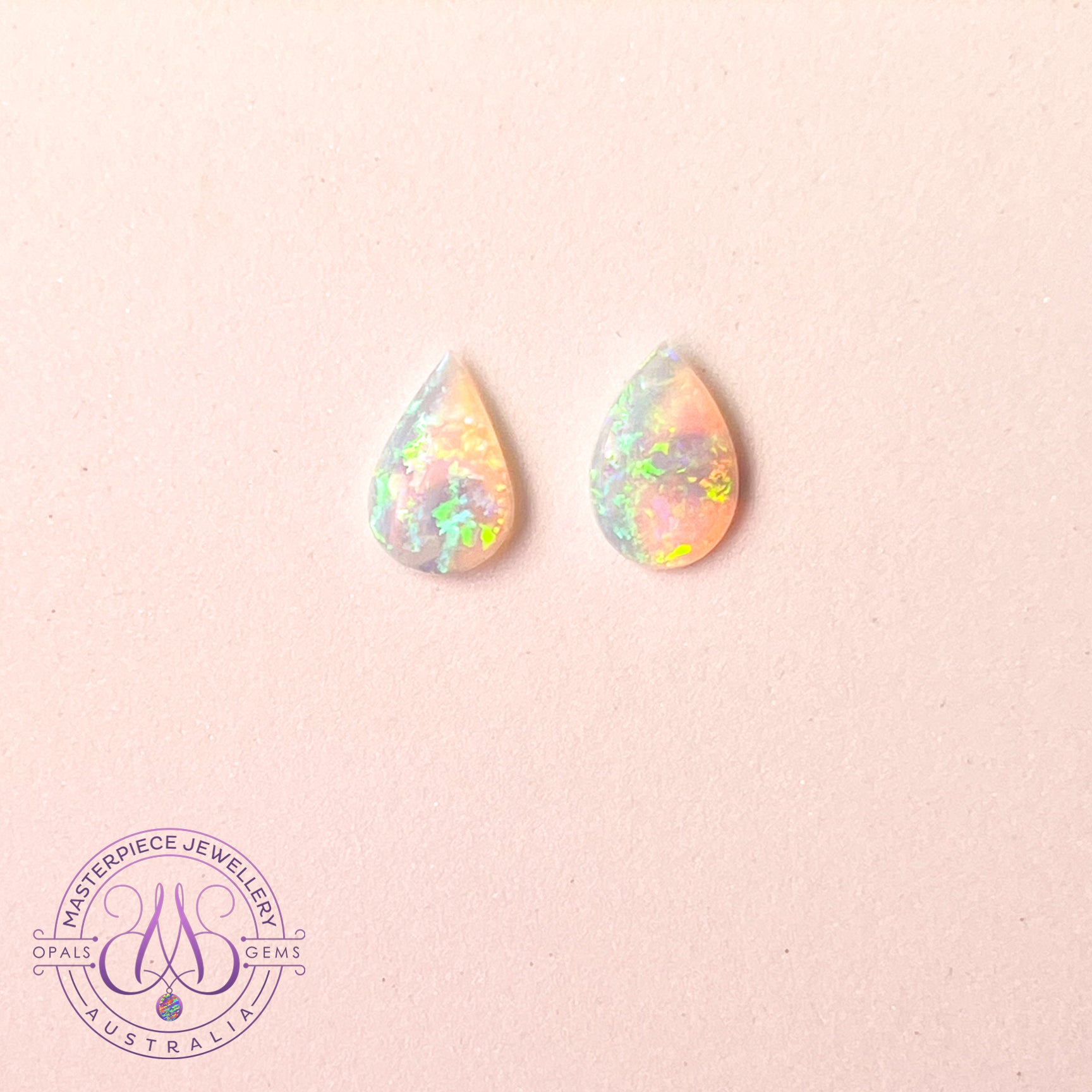 Pair of Pear shape Crystal Opal 12x8mm loose 2.04ct