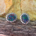 Sterling Silver Opal triplet cluster pendant and earrings set - Masterpiece Jewellery Opal & Gems Sydney Australia | Online Shop