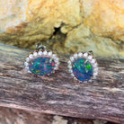 Sterling Silver Opal triplet cluster pendant and earrings set - Masterpiece Jewellery Opal & Gems Sydney Australia | Online Shop