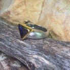 Sterling Silver matte and gold plated Boulder Opal 2.8ct ring - Masterpiece Jewellery Opal & Gems Sydney Australia | Online Shop