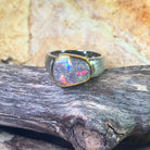 Sterling Silver matte and Gold plate bezel Boulder opal 3.6ct ring - Masterpiece Jewellery Opal & Gems Sydney Australia | Online Shop