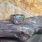 Sterling Silver matte and Gold plate bezel Boulder opal 3.6ct ring - Masterpiece Jewellery Opal & Gems Sydney Australia | Online Shop