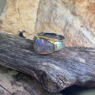 Sterling Silver matte and Gold plate bezel Boulder opal 3.6ct ring - Masterpiece Jewellery Opal & Gems Sydney Australia | Online Shop