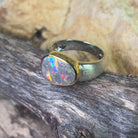 Sterling Silver matte and Gold plate bezel Boulder opal 3.6ct ring - Masterpiece Jewellery Opal & Gems Sydney Australia | Online Shop