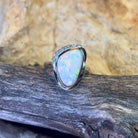 Sterling Silver White Opal 2.45ct and cubic zirconia ring bezel set - Masterpiece Jewellery Opal & Gems Sydney Australia | Online Shop