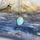 Gold plated sterling silver freeform crystal opal 1.8ct bezel set necklace - Masterpiece Jewellery Opal & Gems Sydney Australia | Online Shop