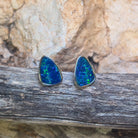 silver opal studs