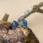 Sterling Silver Opal Triplet studs 10x8mm - Masterpiece Jewellery Opal & Gems Sydney Australia | Online Shop