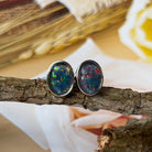 Sterling Silver Opal Triplet studs 10x8mm - Masterpiece Jewellery Opal & Gems Sydney Australia | Online Shop