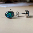 Sterling Silver Opal Triplet studs 10x8mm - Masterpiece Jewellery Opal & Gems Sydney Australia | Online Shop