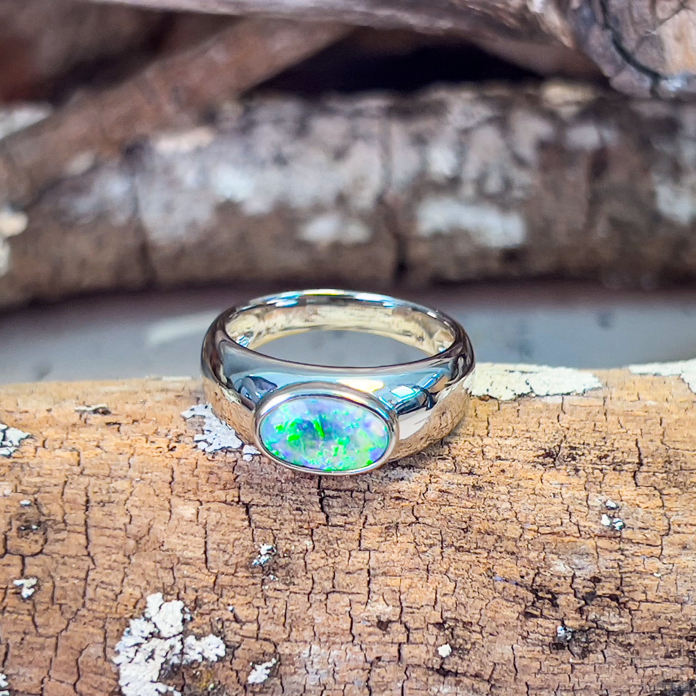 Apache Tears Opal sold Inlaid Signed KB Sterling Silver 925 Ring