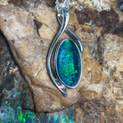 Sterling Silver Opal triplet pendant 33.3x13.3mm - Masterpiece Jewellery Opal & Gems Sydney Australia | Online Shop