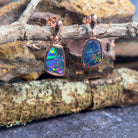 Rose Gold plated sterling silver dangling Opal doublet earrings - Masterpiece Jewellery Opal & Gems Sydney Australia | Online Shop