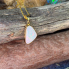 18kt Yellow Gold triangle shape White opal 3.01ct pendant - Masterpiece Jewellery Opal & Gems Sydney Australia | Online Shop