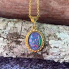 18kt Yellow Gold Opal triplet 10x8mm Rope finish pendant - Masterpiece Jewellery Opal & Gems Sydney Australia | Online Shop