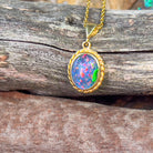 18kt Yellow Gold Opal triplet 10x8mm Rope finish pendant - Masterpiece Jewellery Opal & Gems Sydney Australia | Online Shop