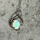 Sterling Silver White Opal pendant necklace loop design with opal 8x6mm - Masterpiece Jewellery Opal & Gems Sydney Australia | Online Shop