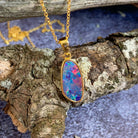 Gold Plated Silver Opal doublet 23.2x8mm pendant - Masterpiece Jewellery Opal & Gems Sydney Australia | Online Shop