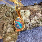 Gold plated Silver Opal doublet 20x9mm pendant - Masterpiece Jewellery Opal & Gems Sydney Australia | Online Shop