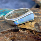 Sterling Silver Opal rectangular shape ring - Masterpiece Jewellery Opal & Gems Sydney Australia | Online Shop