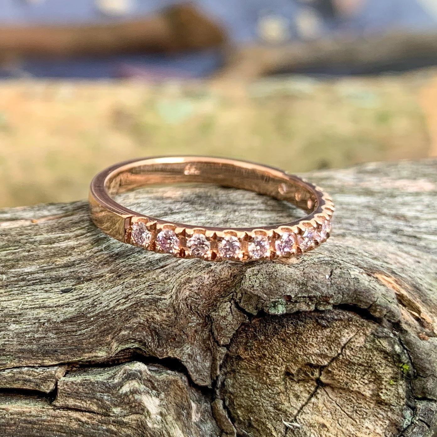 Pink diamond band deals ring