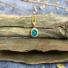 One 14kt Yellow Gold Oval Opal doublet halo pendant - Masterpiece Jewellery Opal & Gems Sydney Australia | Online Shop