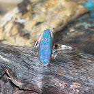 Sterling Silver Long Oval Opal doublet ring - Masterpiece Jewellery Opal & Gems Sydney Australia | Online Shop