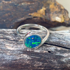 Sterling Silver Opal doublet split shank ring - Masterpiece Jewellery Opal & Gems Sydney Australia | Online Shop