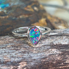 Sterling Silver teardrop Opal doublet solitaire ring - Masterpiece Jewellery Opal & Gems Sydney Australia | Online Shop