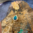 14kt Yellow Gold pearshape Opal doublet halo pendant - Masterpiece Jewellery Opal & Gems Sydney Australia | Online Shop