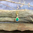 14kt Yellow Gold pearshape Opal doublet halo pendant - Masterpiece Jewellery Opal & Gems Sydney Australia | Online Shop