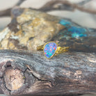 Gold plated Sterling Silver Opal doublet solitaire split shank ring - Masterpiece Jewellery Opal & Gems Sydney Australia | Online Shop