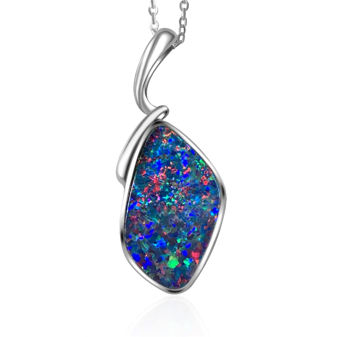 14kt White Gold Red Opal 8.2ct Doublet pendant - Masterpiece Jewellery Opal & Gems Sydney Australia | Online Shop