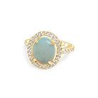 Gold Plated Sterling Silver 10x8mm White Opal halo cluster ring - Masterpiece Jewellery Opal & Gems Sydney Australia | Online Shop