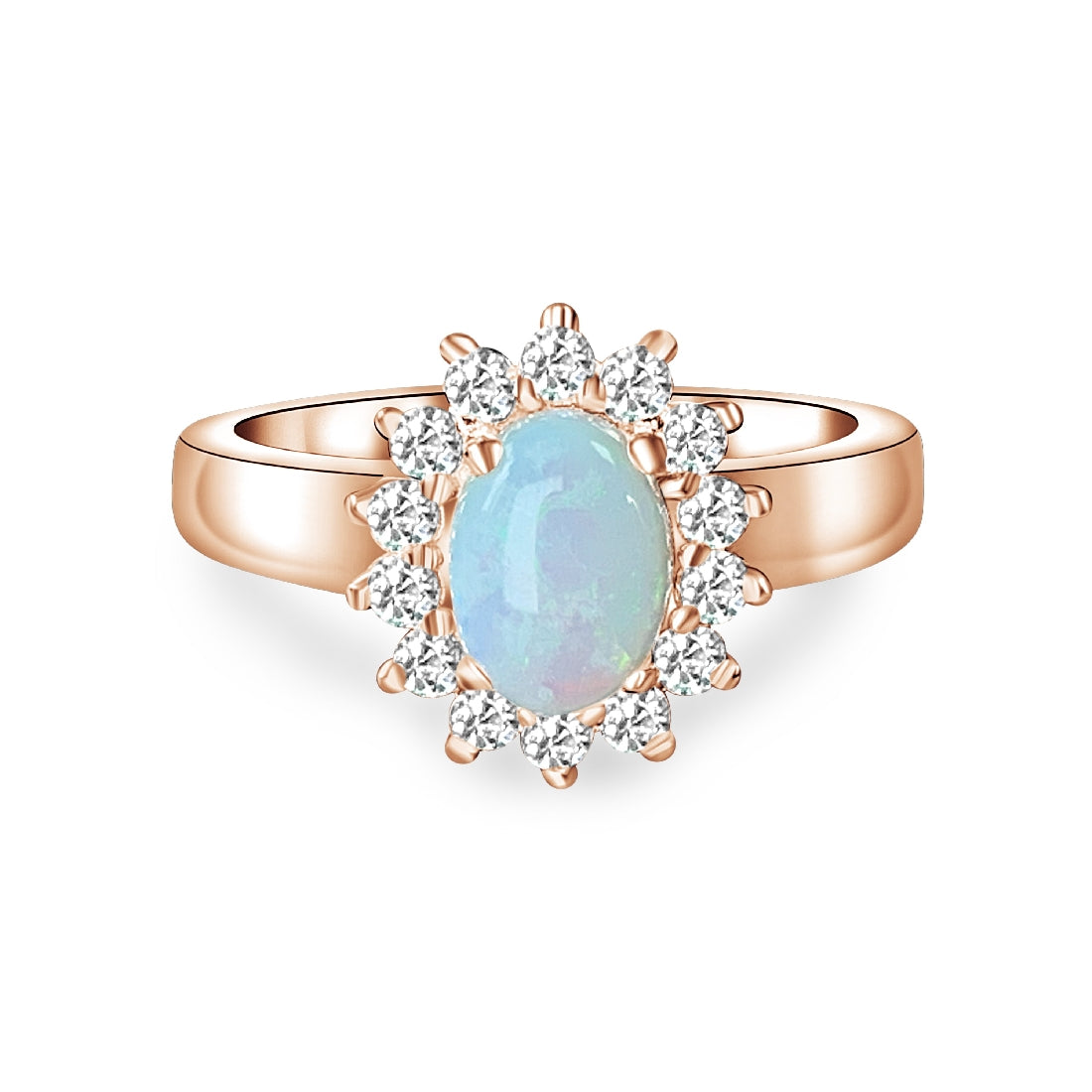 Rose Gold Sterling Silver Light Opal 7x5mm cluster ring - Masterpiece Jewellery Opal & Gems Sydney Australia | Online Shop