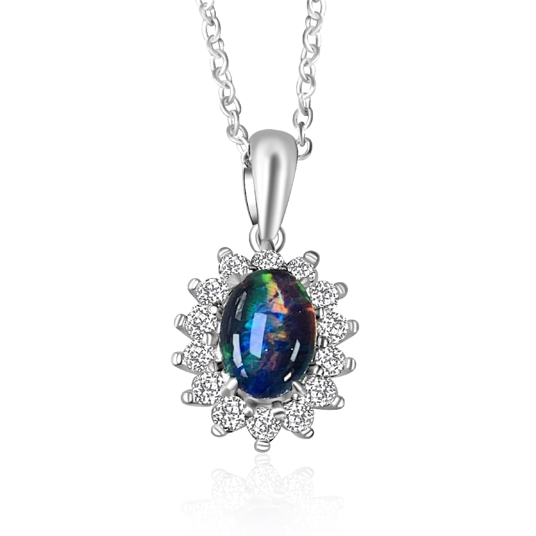 Sterling Silver 7x5mm cluster Opal triplet pendant - Masterpiece Jewellery Opal & Gems Sydney Australia | Online Shop