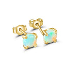 Gold plated Silver 5mm claw set White Opal studs - Masterpiece Jewellery Opal & Gems Sydney Australia | Online Shop