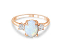 Rose Gold Plated Sterling SIlver 10x8mm White Opal ring trilogy - Masterpiece Jewellery Opal & Gems Sydney Australia | Online Shop