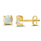 5mm Round White Opal Yellow Gold plated studs claw set - Masterpiece Jewellery Opal & Gems Sydney Australia | Online Shop