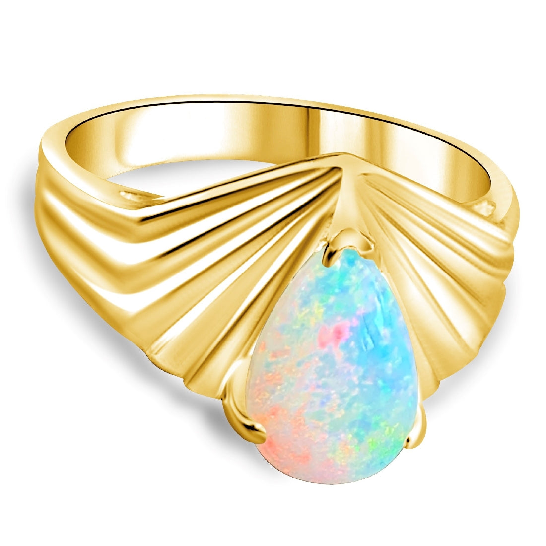 18kt Yellow Gold Pear shape step design Pear shape Opal ring - Masterpiece Jewellery Opal & Gems Sydney Australia | Online Shop