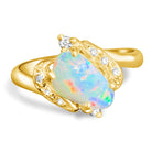 18kt Yellow Gold Fire Opal 0.82ct and Diamond 0.08ct ring - Masterpiece Jewellery Opal & Gems Sydney Australia | Online Shop