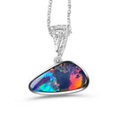 14kt White Gold Opal 3.6ct and Diamond pendant - Masterpiece Jewellery Opal & Gems Sydney Australia | Online Shop