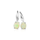 One Sterling Silver pair of dangling White 10x8mm Opals with hooks - Masterpiece Jewellery Opal & Gems Sydney Australia | Online Shop