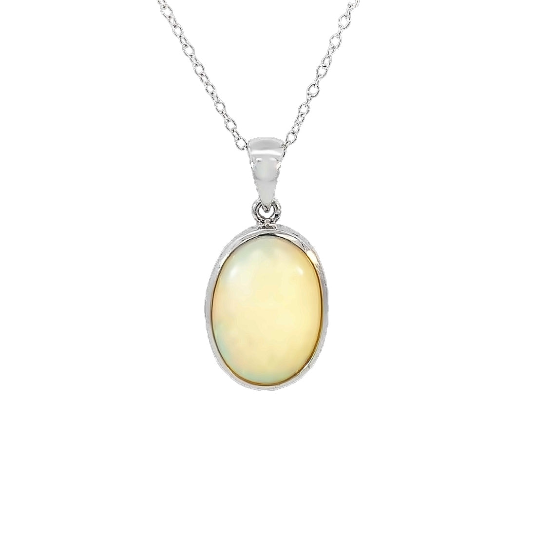 Sterling Silver Light Opal classic bezel pendant 17x12.5mm - Masterpiece Jewellery Opal & Gems Sydney Australia | Online Shop