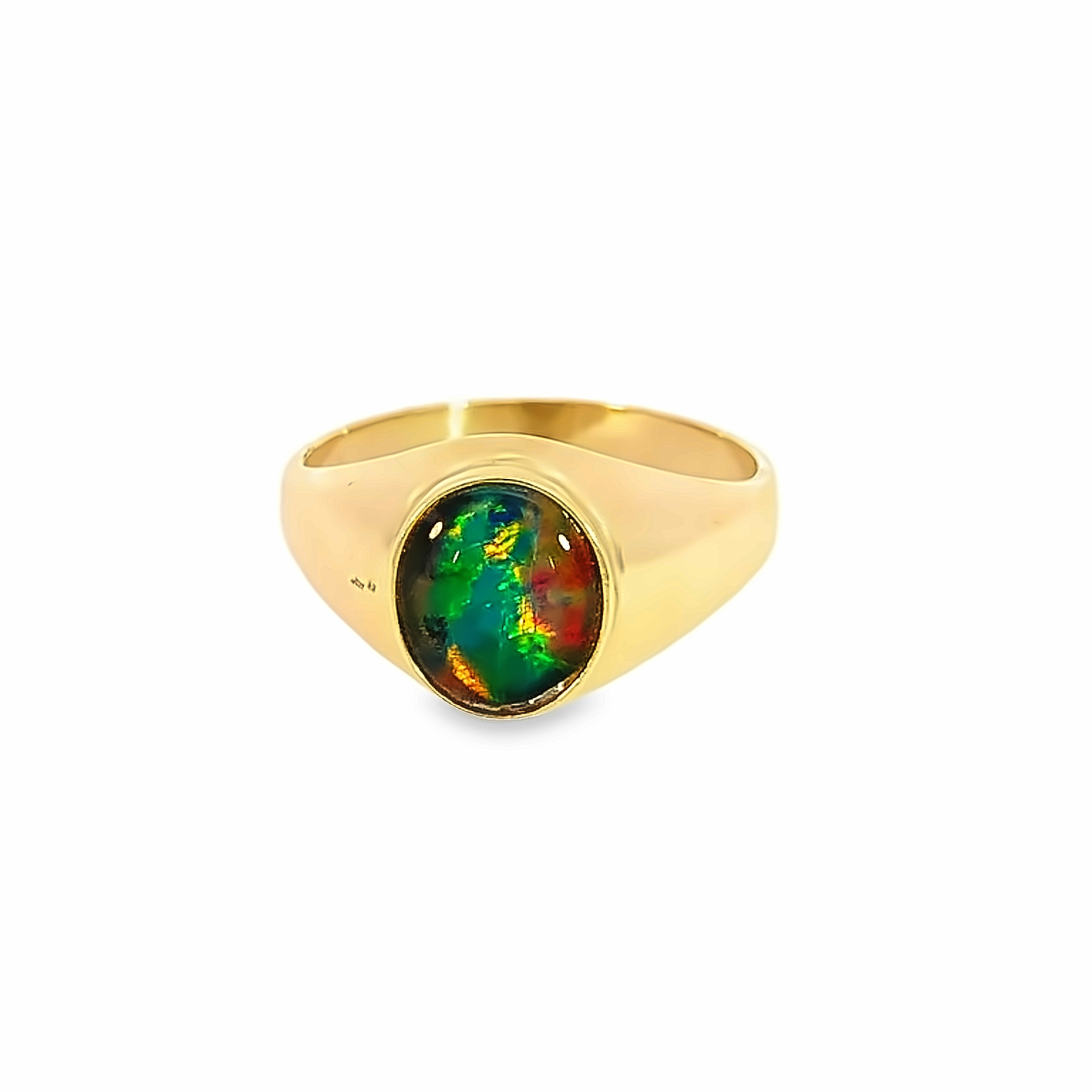 9kt Yellow Gold signet ring 10x8mm Opal triplet - Masterpiece Jewellery Opal & Gems Sydney Australia | Online Shop