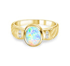 18kt Yellow Gold Crystal Opal and Diamond ring - Masterpiece Jewellery Opal & Gems Sydney Australia | Online Shop