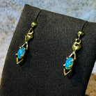 18kt Yellow Gold drop earrings with Crystal Opal 5x3mm - Masterpiece Jewellery Opal & Gems Sydney Australia | Online Shop