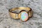 18kt Yellow Gold Crystal Opal and Diamond ring - Masterpiece Jewellery Opal & Gems Sydney Australia | Online Shop